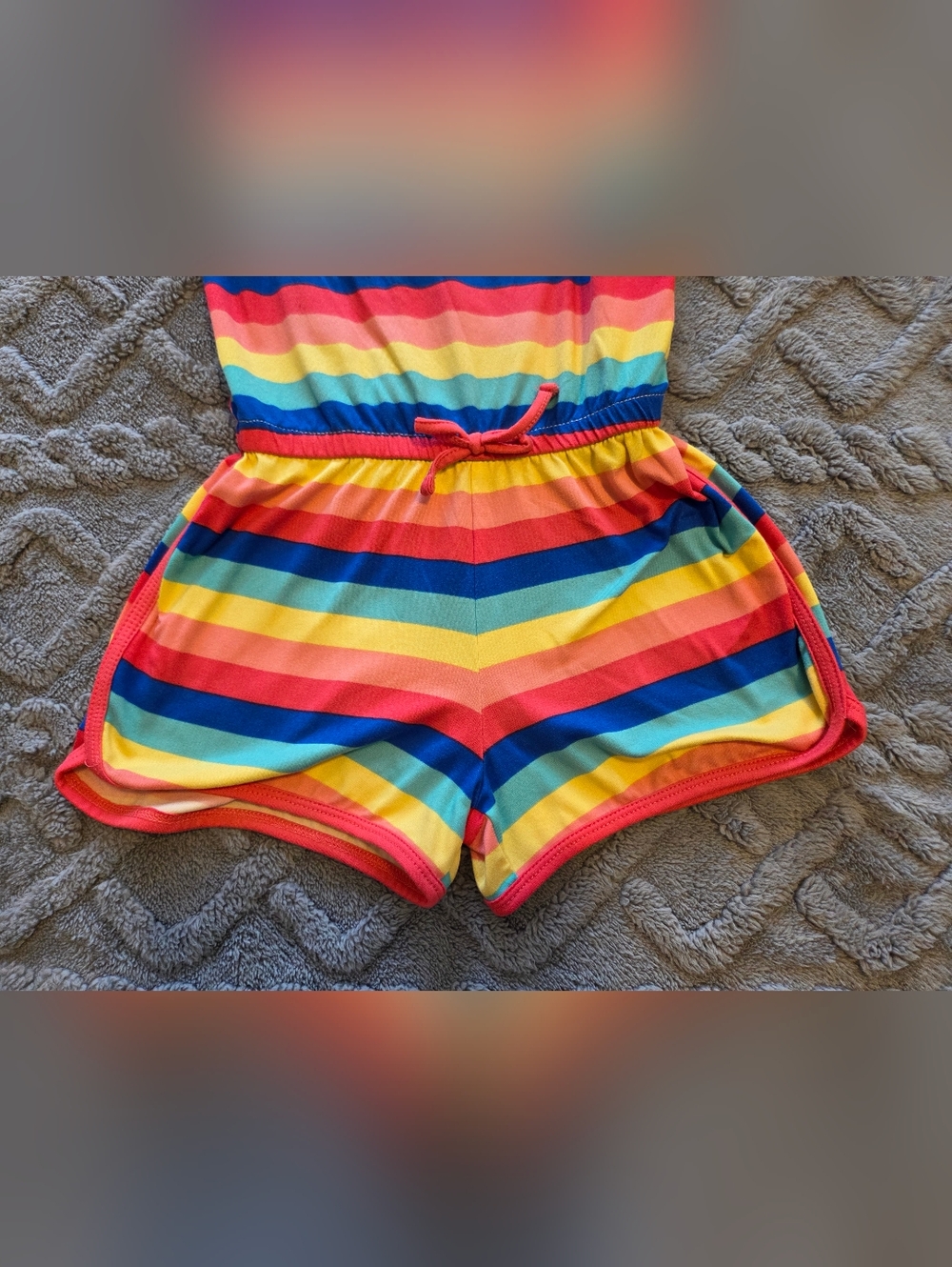 Jessica Simpson 4T - Bright Rainbow Stripe Romper - Picture 3 of 5